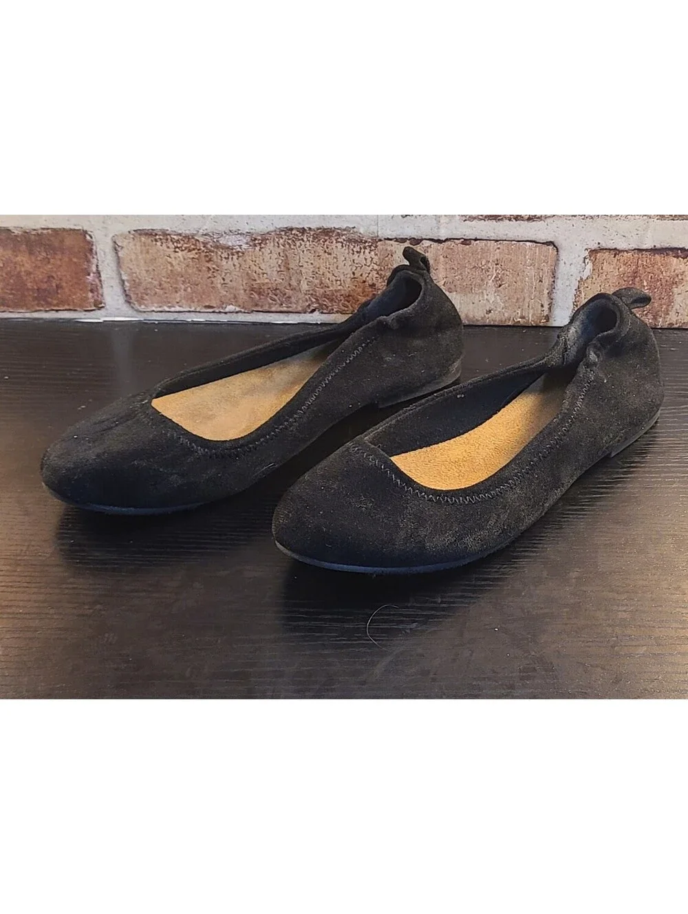 Vtg Zara Faux Suede Scrunch Ballet Flat Womens Sz 7.5 Round Toe Slip On Loafers